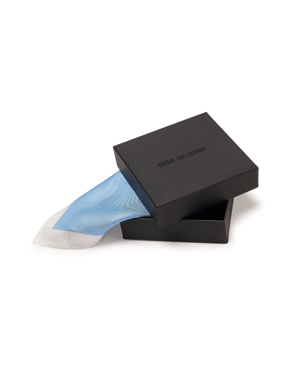 100% Silk Colourblocked Printed Pocket Square - Blue - Image 4