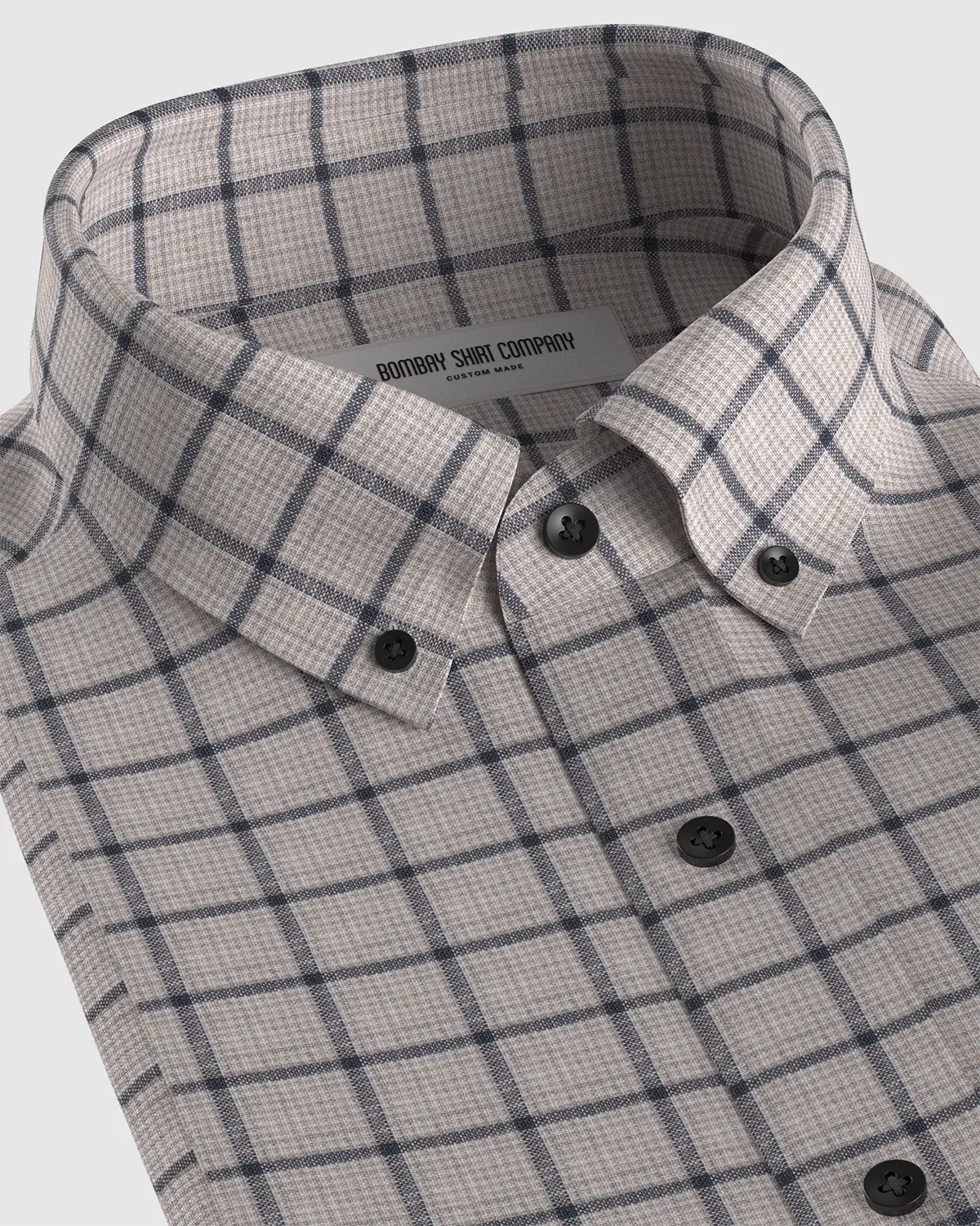 100% Linen Checked Shirt - Beige & Black