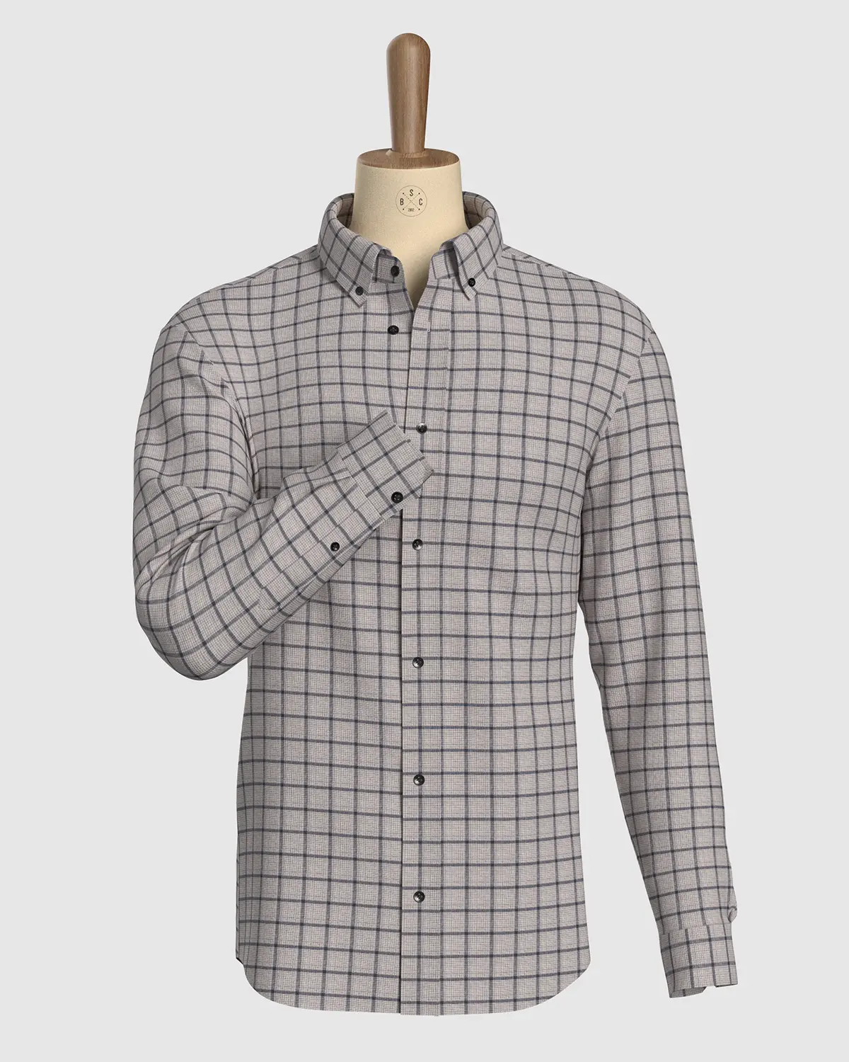 100% Linen Checked Shirt - Beige & Black - Image 2