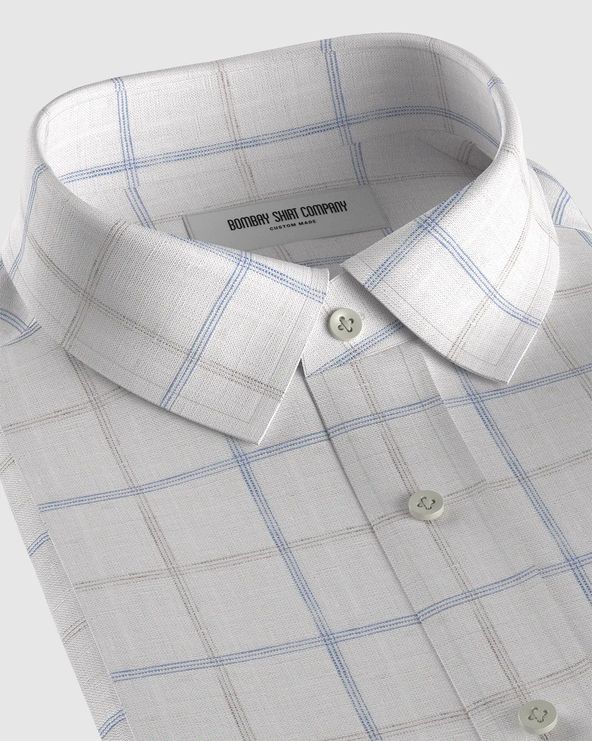 100% Linen Checked Shirt - Blue & White