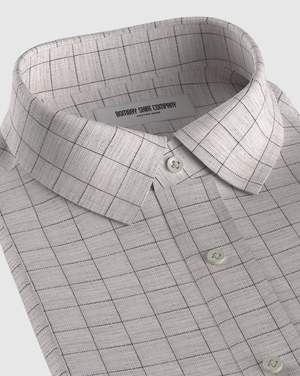 100% Linen Checked Shirt - Grey