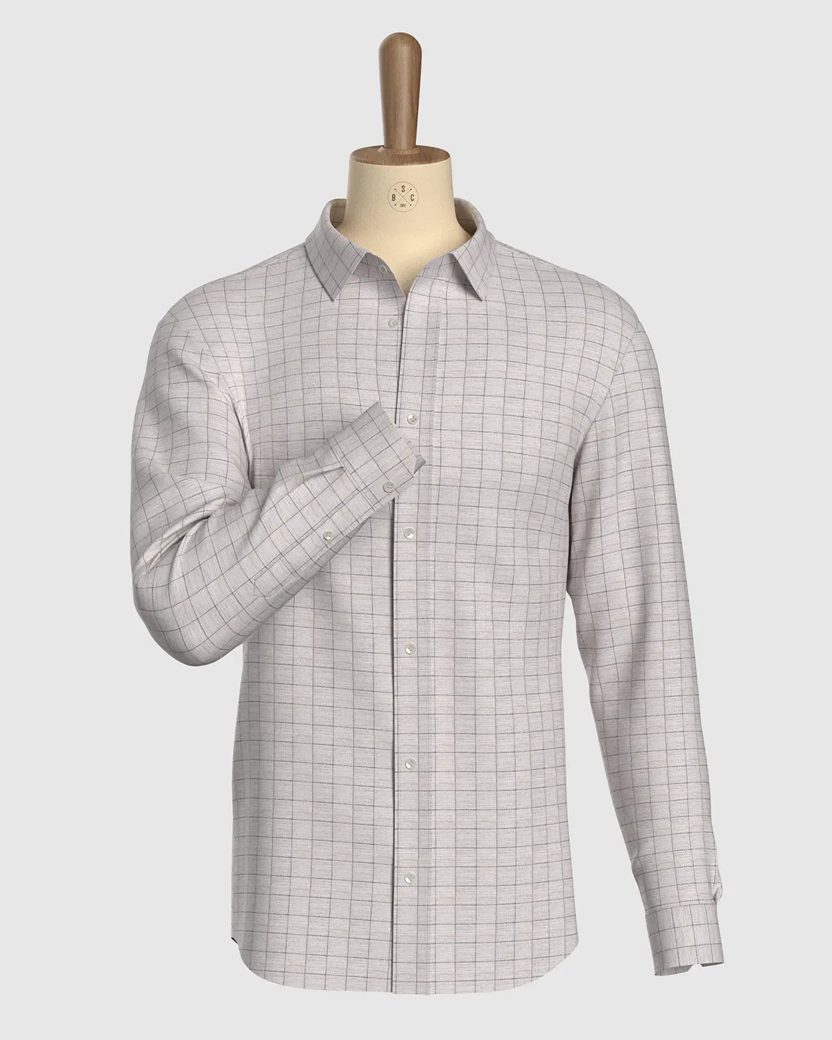 100% Linen Checked Shirt - Grey - Image 2