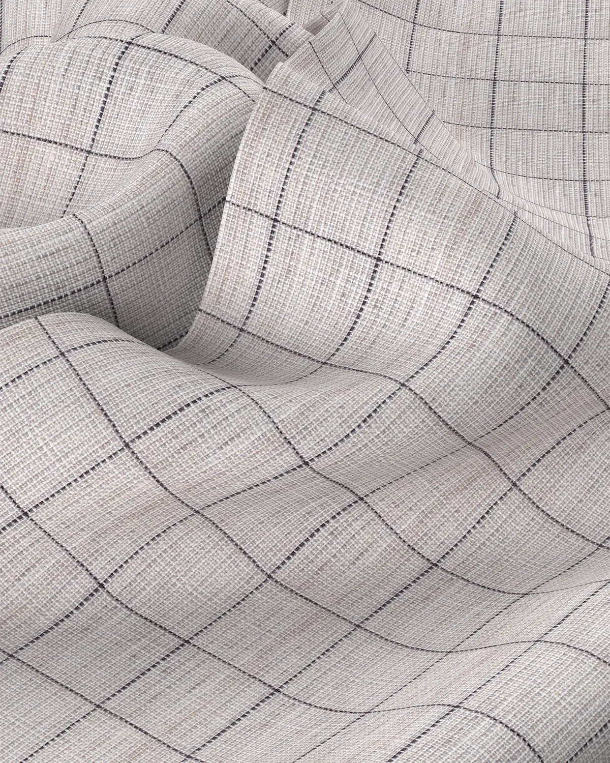 100% Linen Checked Shirt - Grey - Image 3