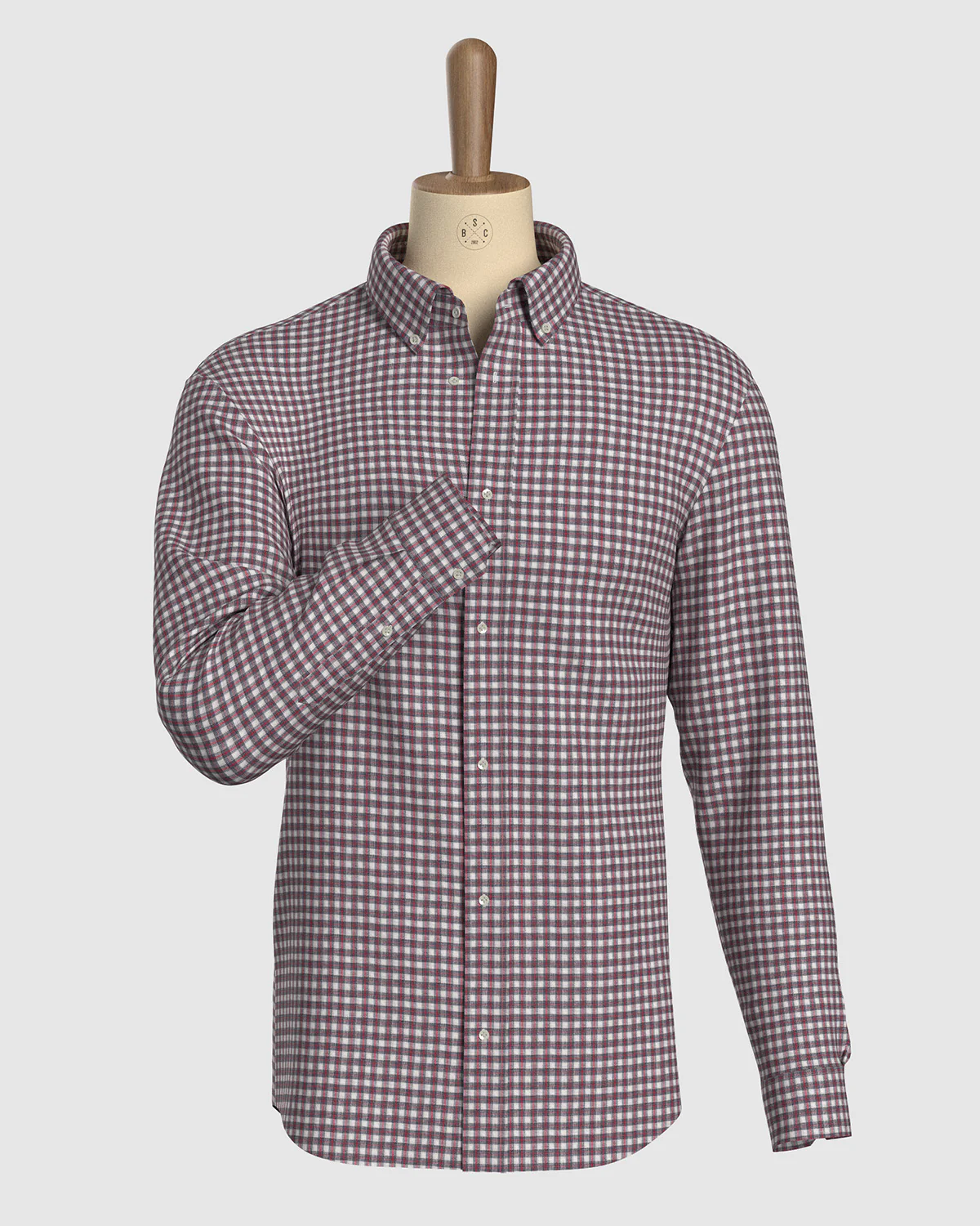 100% Linen Checked Shirt - Red & Grey - Image 2