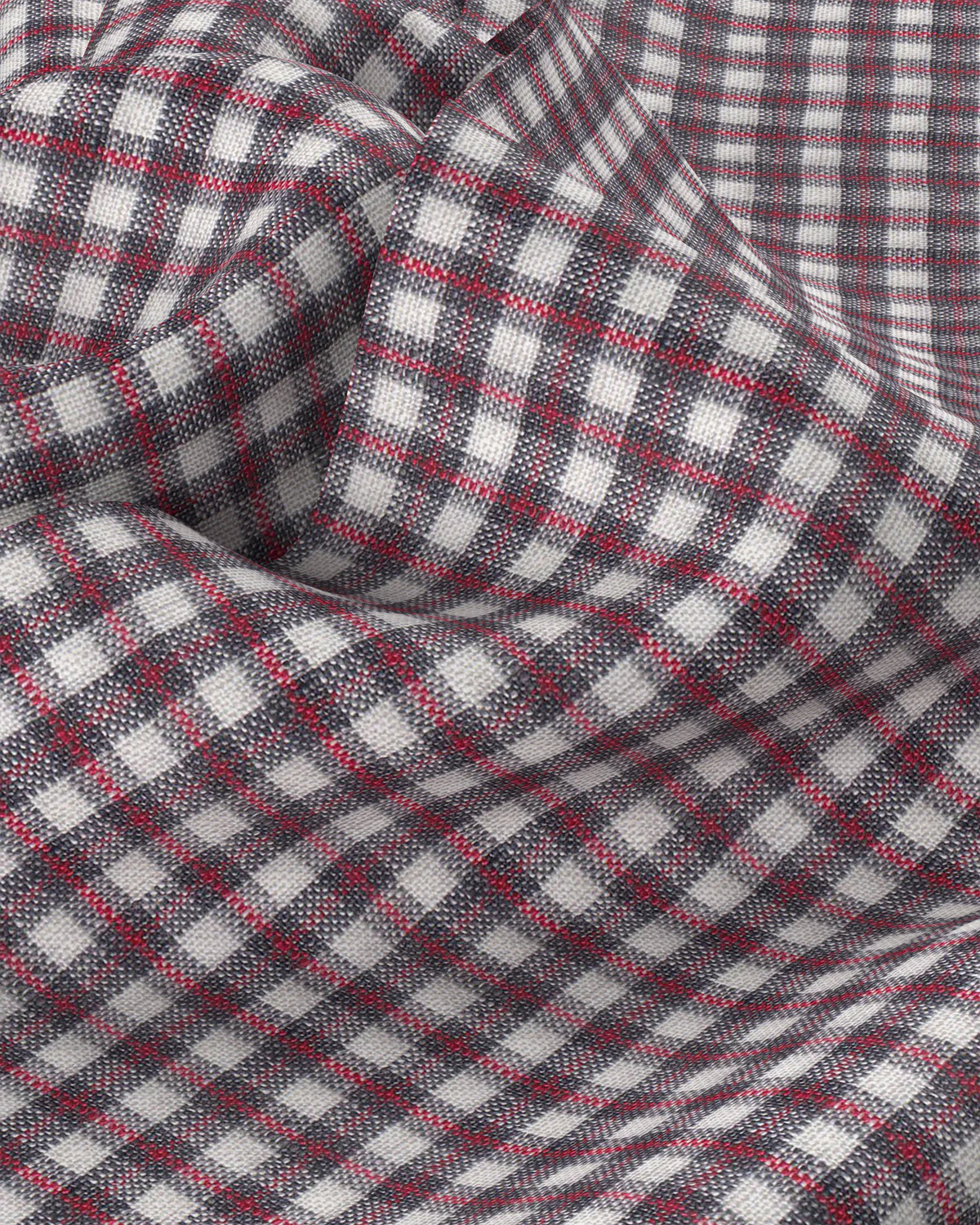 100% Linen Checked Shirt - Red & Grey - Image 3