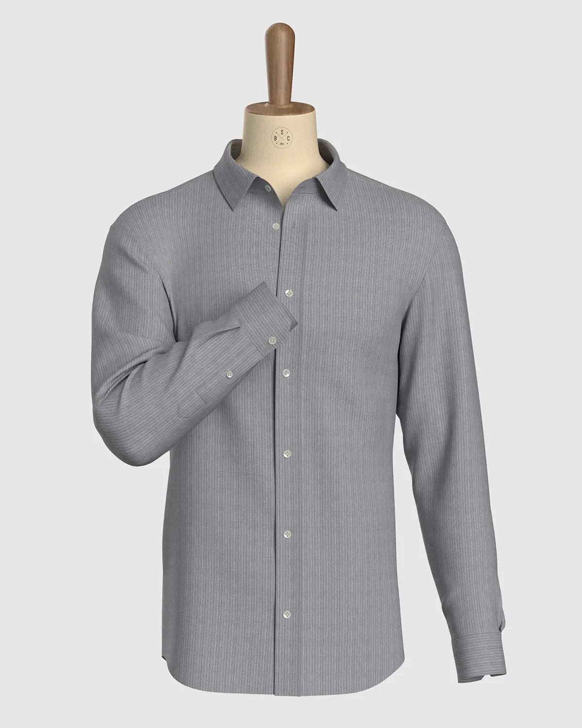 100% Linen Pin-Striped Shirt - Grey - Image 2