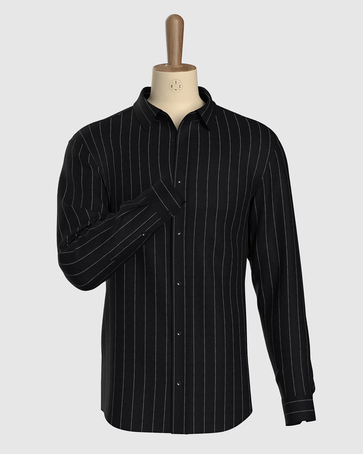 100% Linen Striped Shirt -  Black & White - Image 2