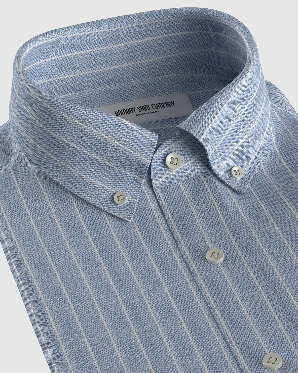 100% Linen Striped Shirt - Blue