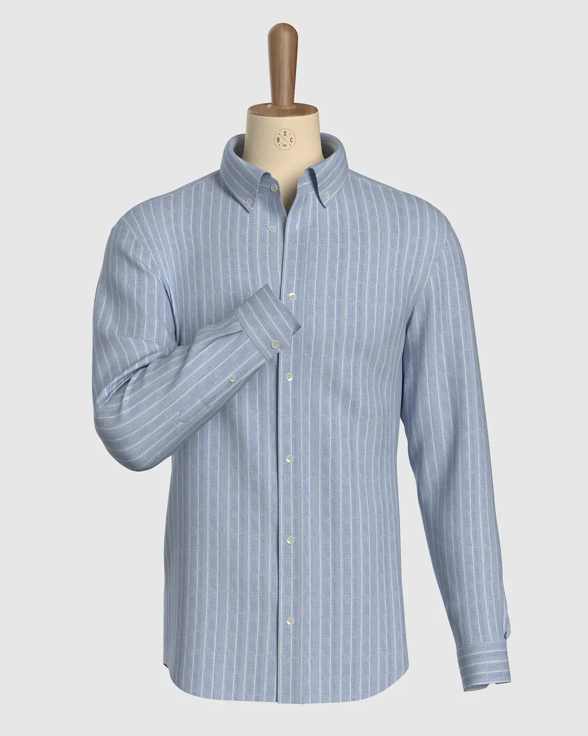 100% Linen Striped Shirt - Blue - Image 2
