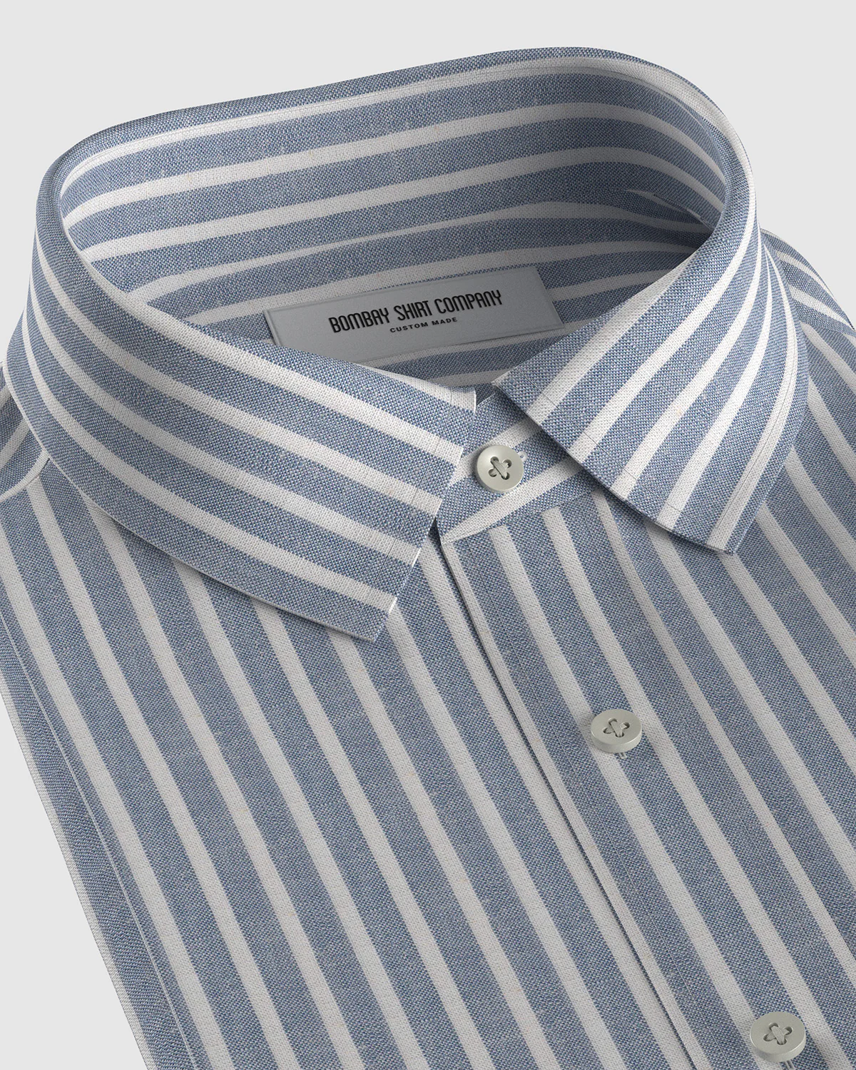 100% Linen Striped Shirt - Blue & White
