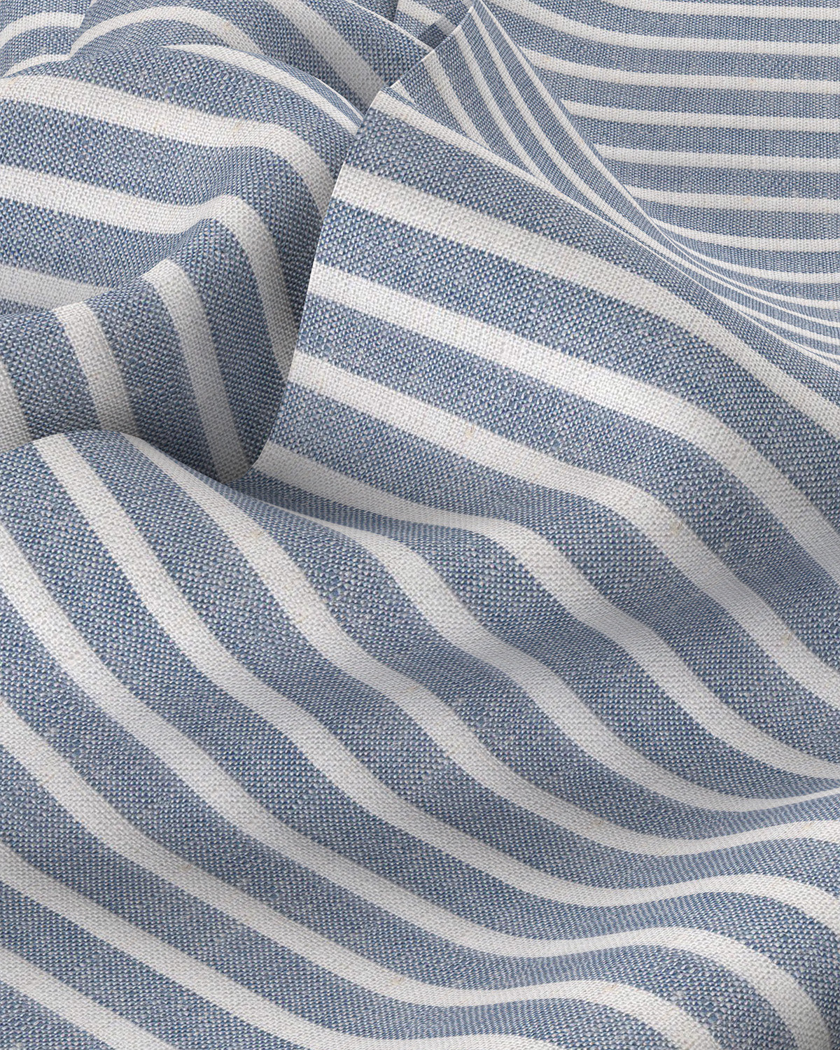 100% Linen Striped Shirt - Blue & White - Image 3