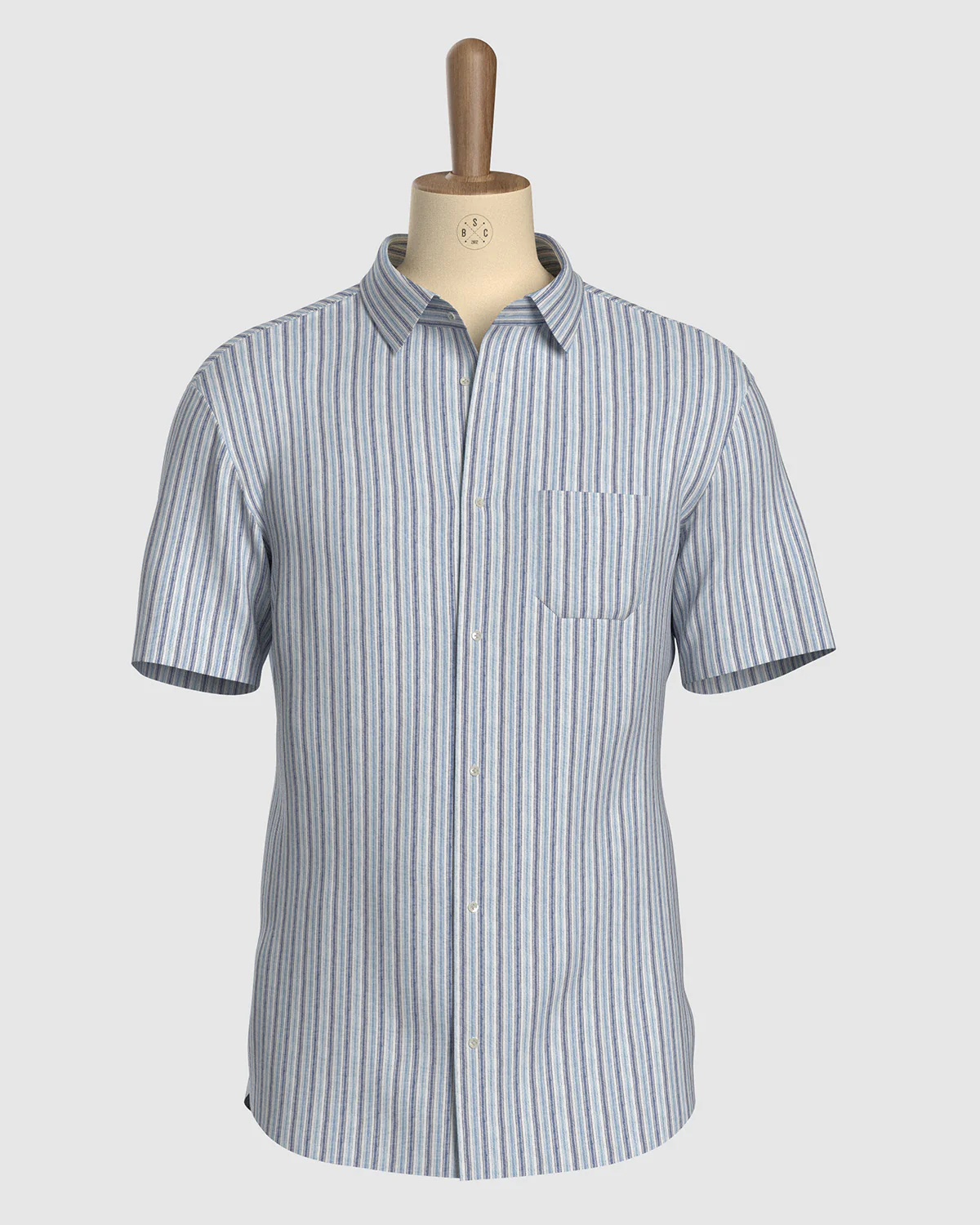 100% Linen Striped Shirt - Blue - Image 2