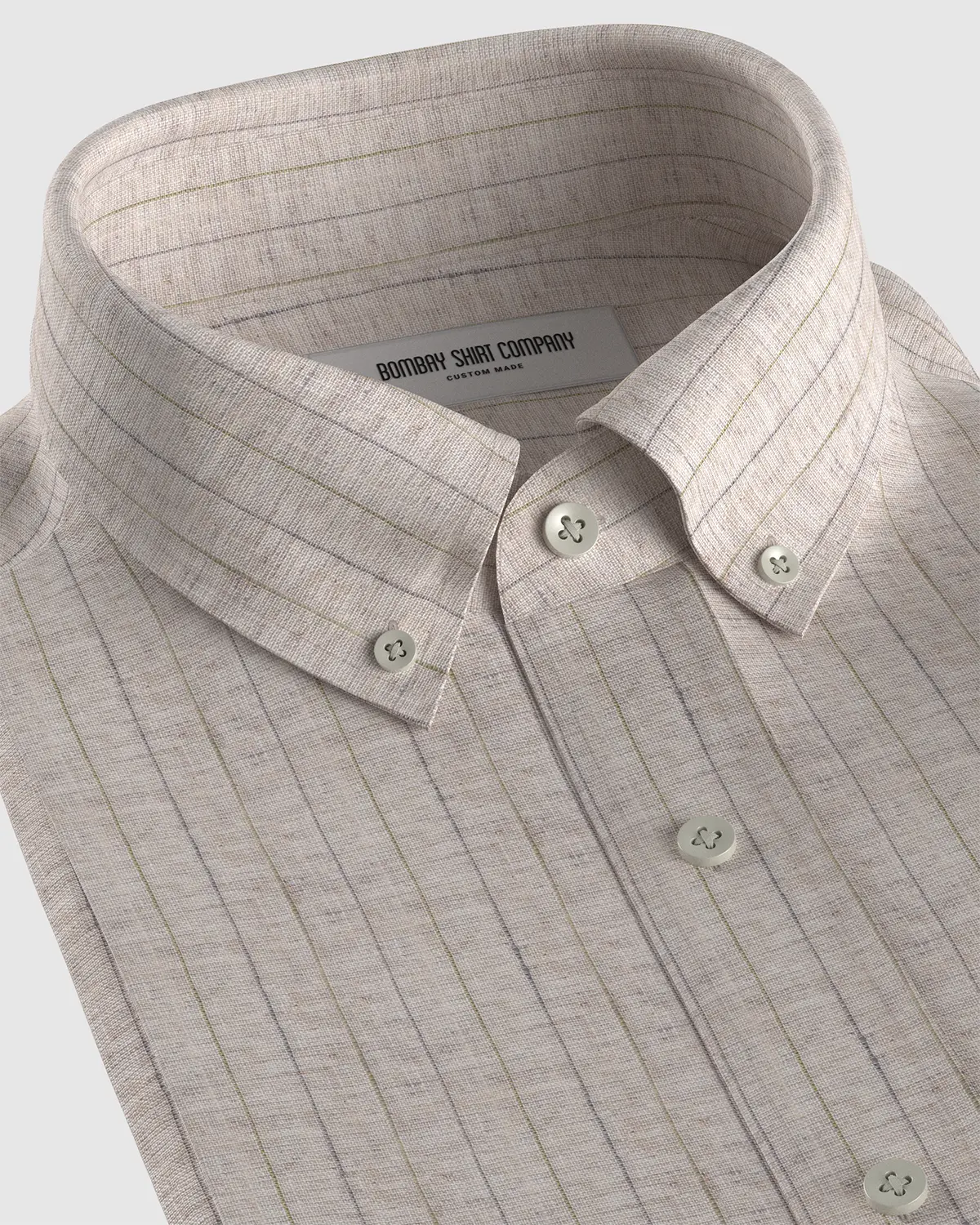 100% Linen Striped Shirt - Grey