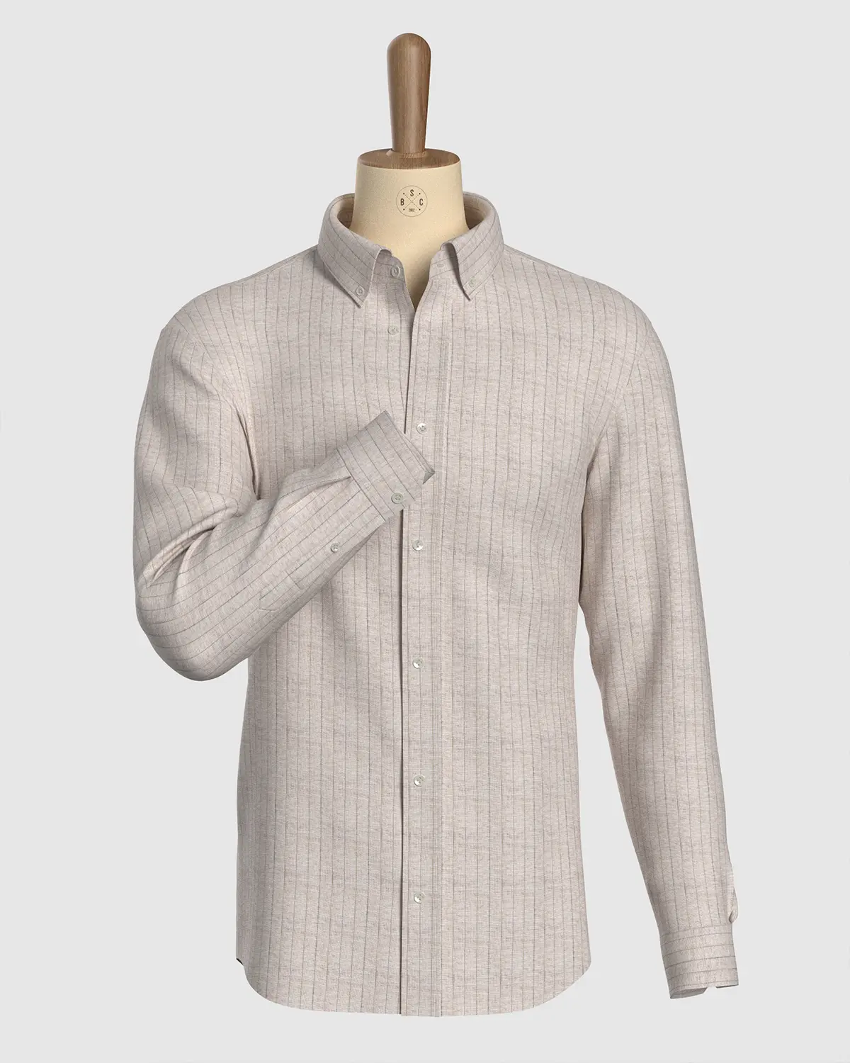 100% Linen Striped Shirt - Grey - Image 2