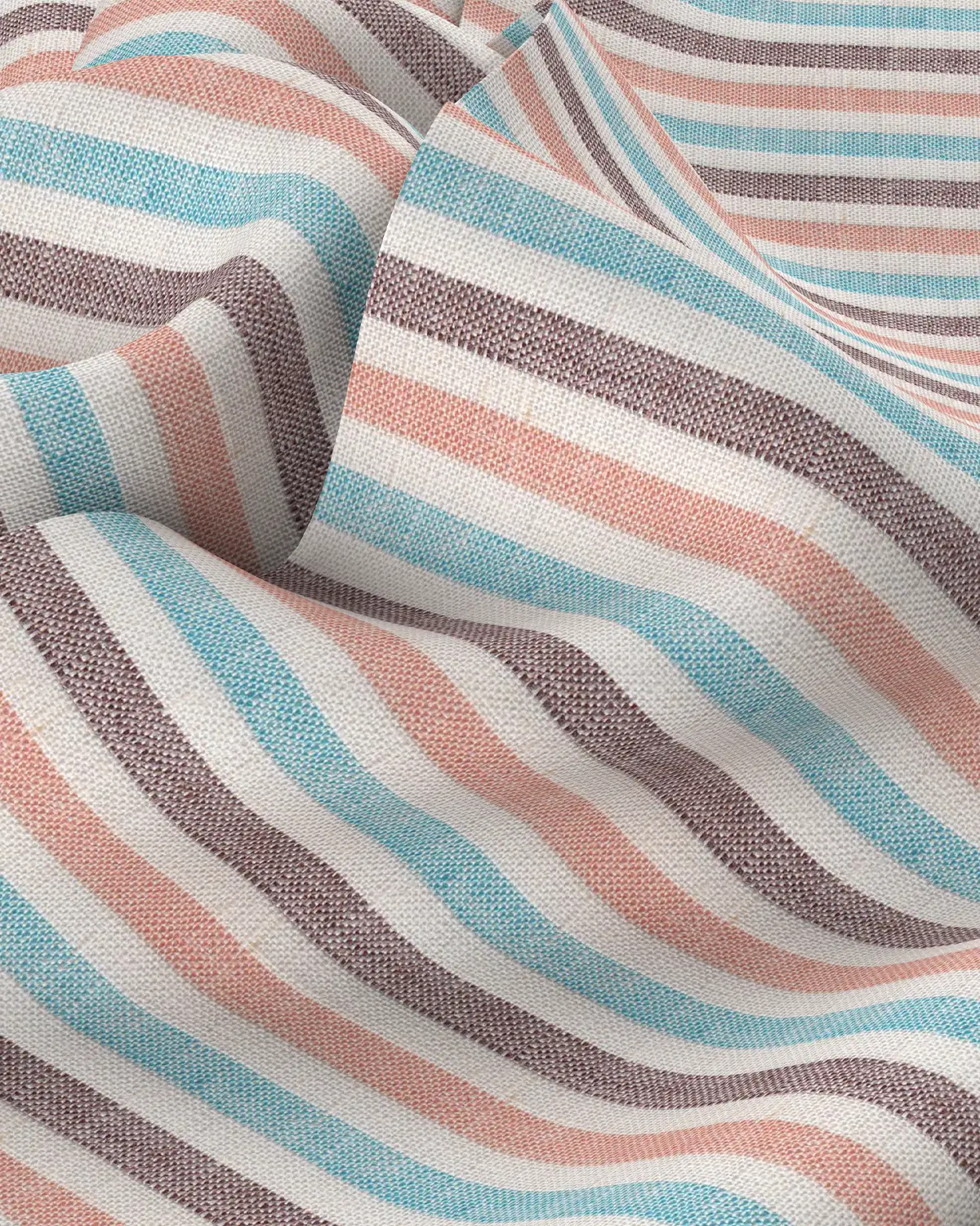 100% Linen Striped Shirt - Orange & Blue - Image 3