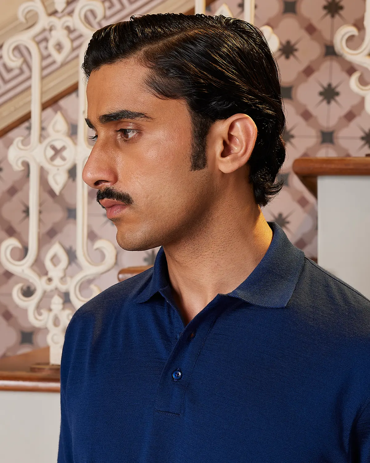 100% Merino Wool Polo - Dark Blue - Image 3