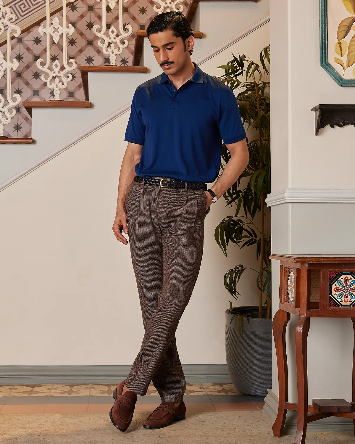100% Merino Wool Polo - Dark Blue - Image 5