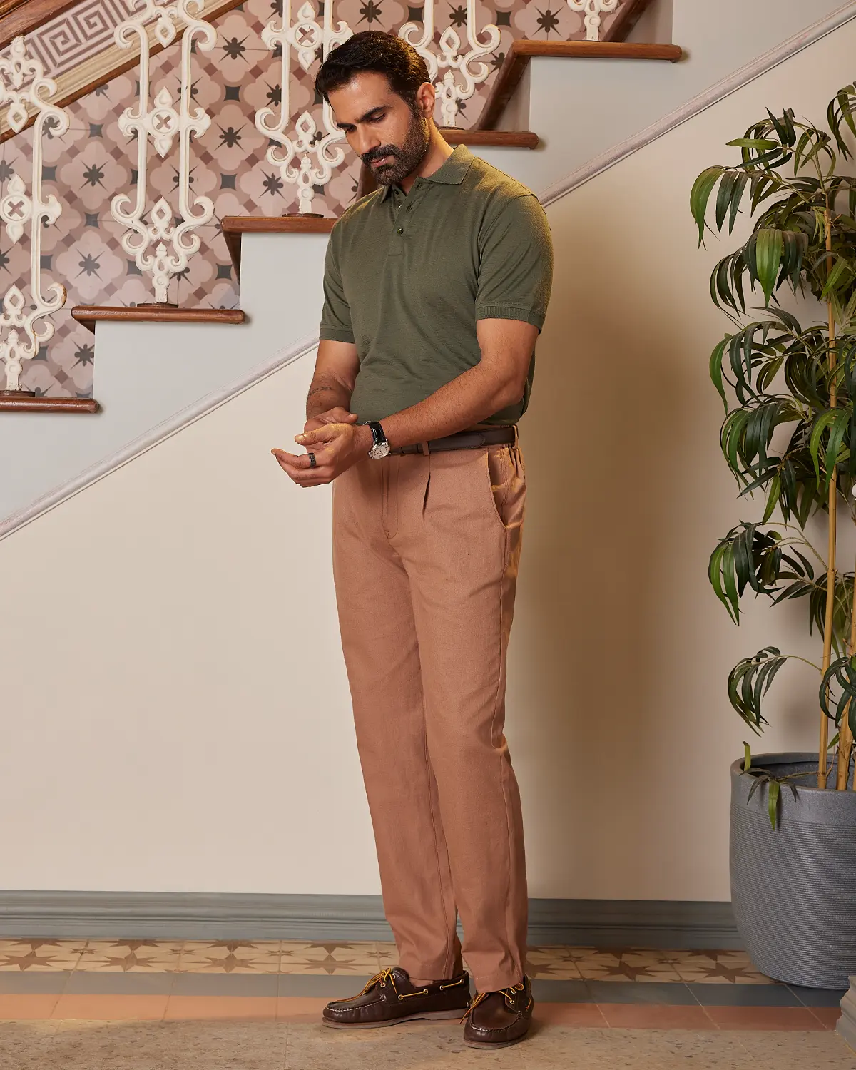 100% Merino Wool Polo - Olive - Image 5