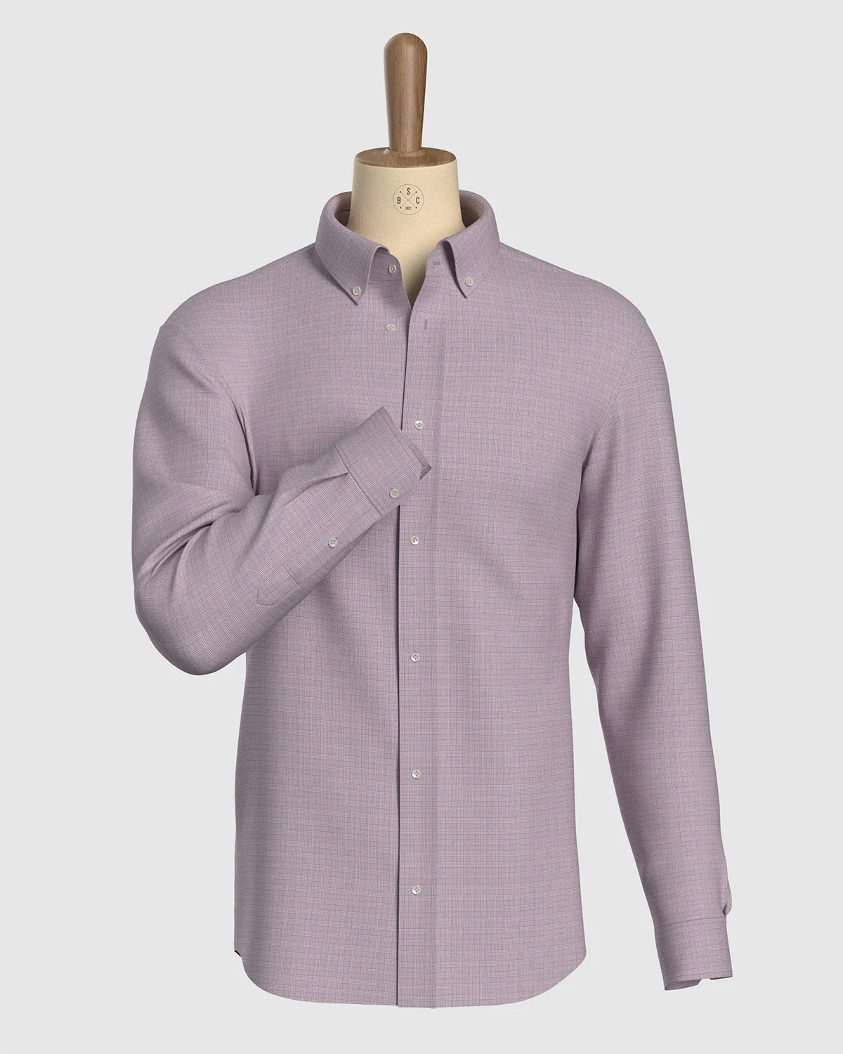 Aldwych Dobby Checked Shirt - Maroon - Image 2