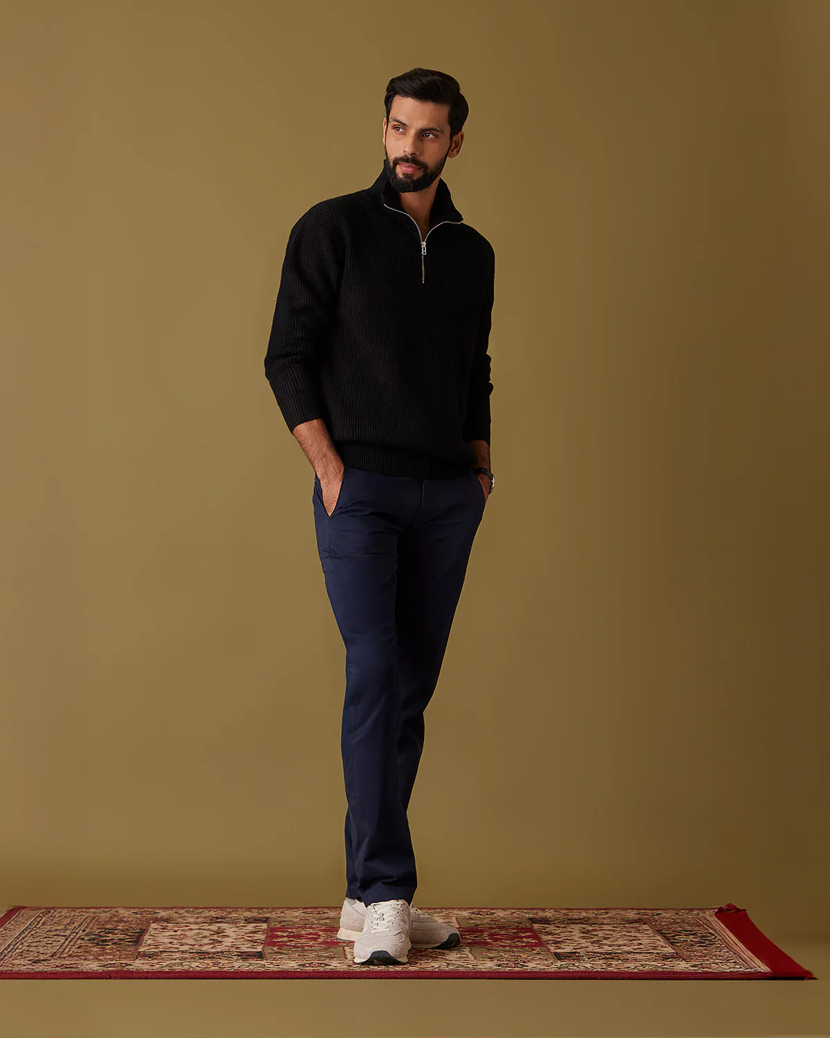 Alpine Half-Zipper Sweater - Black - Image 4