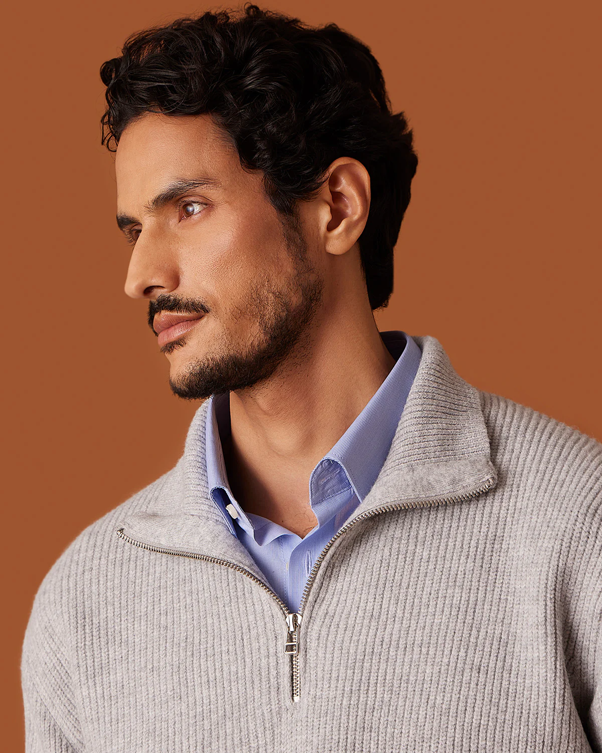 Alpine Half-Zipper Sweater - Light Grey - Image 3