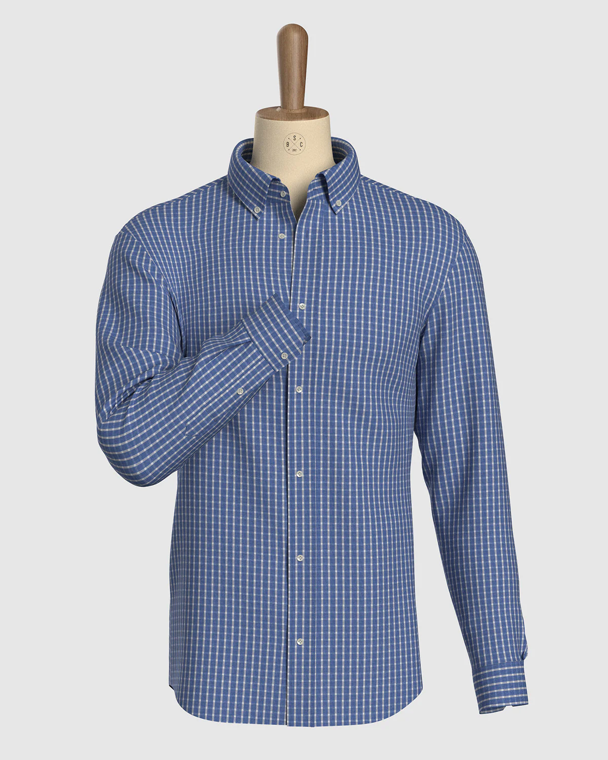 Aquarius Poplin Checked Shirt - Blue & White - Image 2