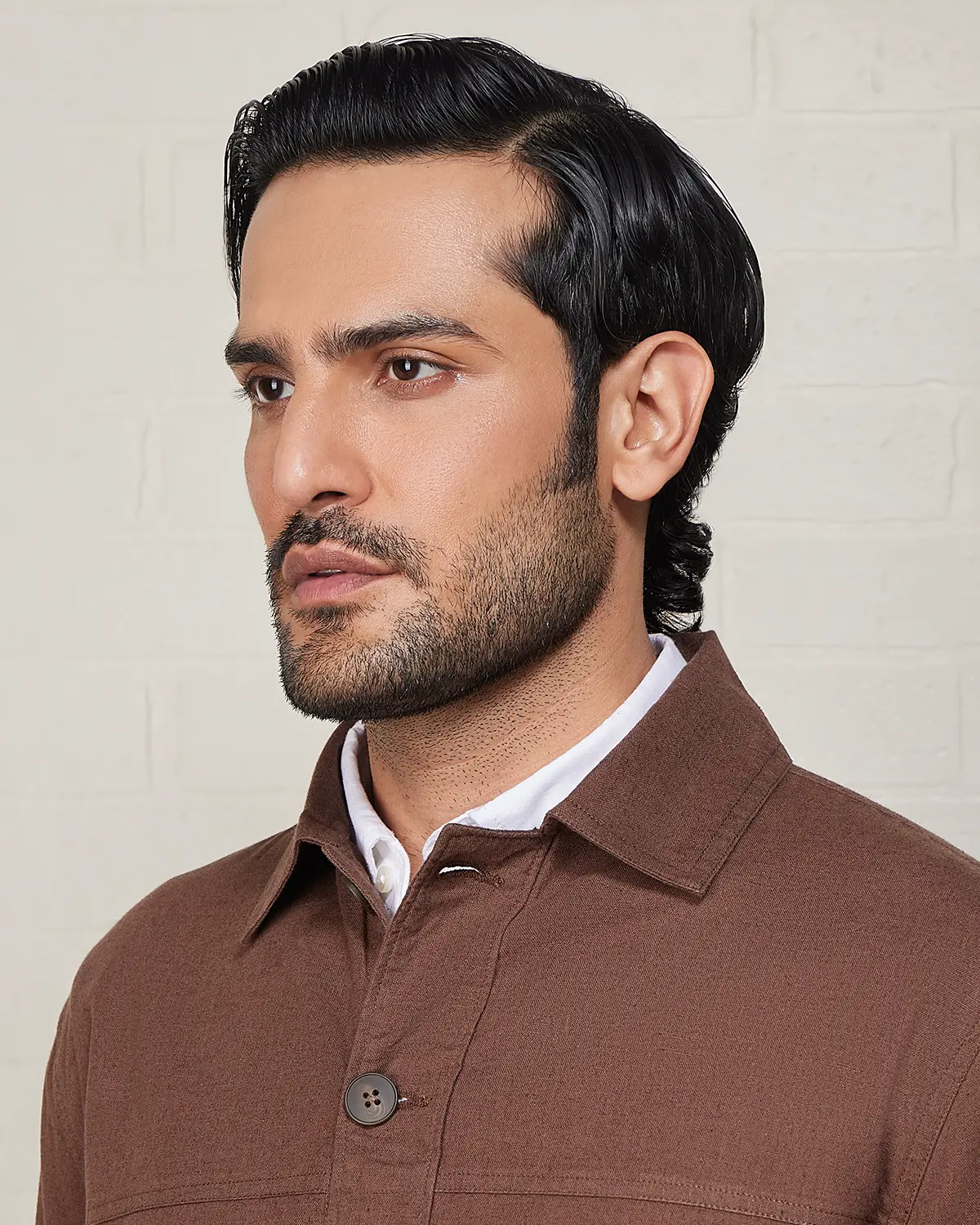 Aven Cotton Linen Shacket - Brown - Image 3