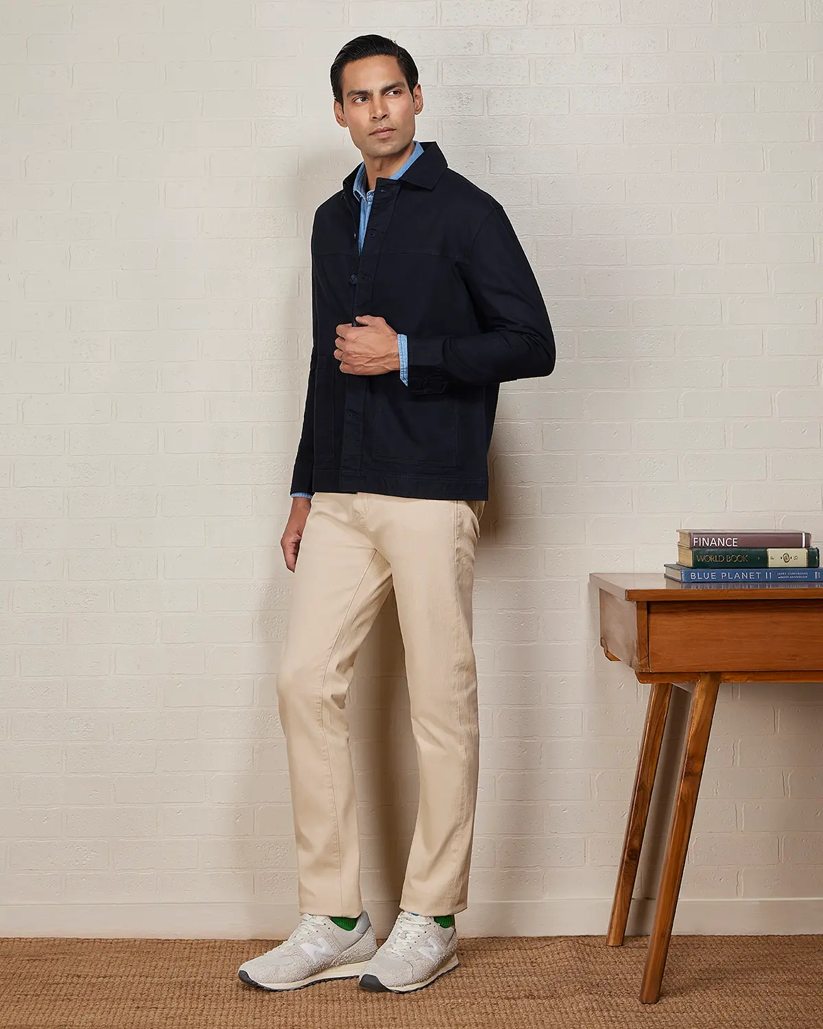 Aven Cotton Linen Shacket - Navy - Image 3