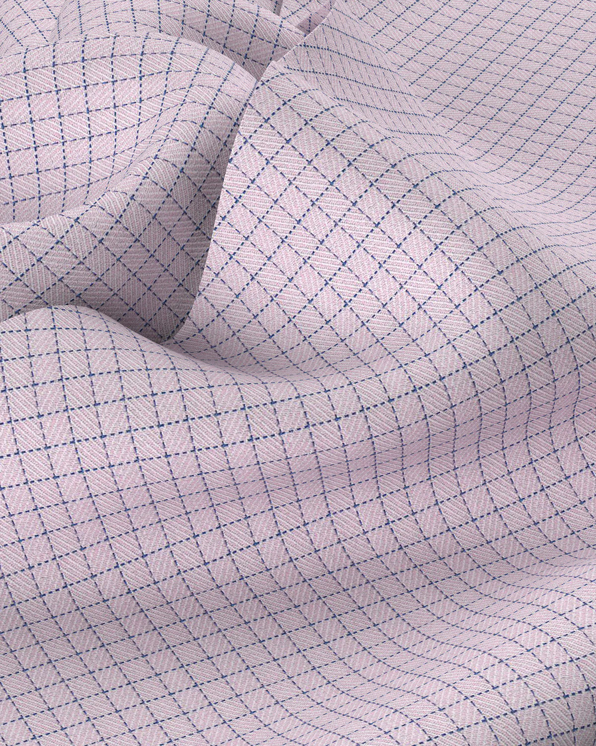 Aventine Herringbone Checked Shirt - Blue & Pink - Image 3