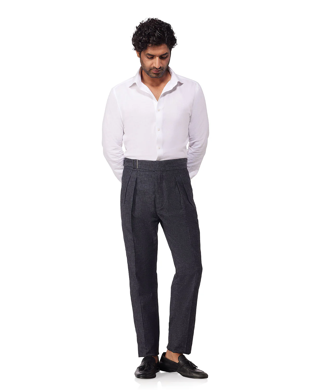 Avorio Cotton Linen Neapolitan Dress Pants - Bluish Grey - Image 2