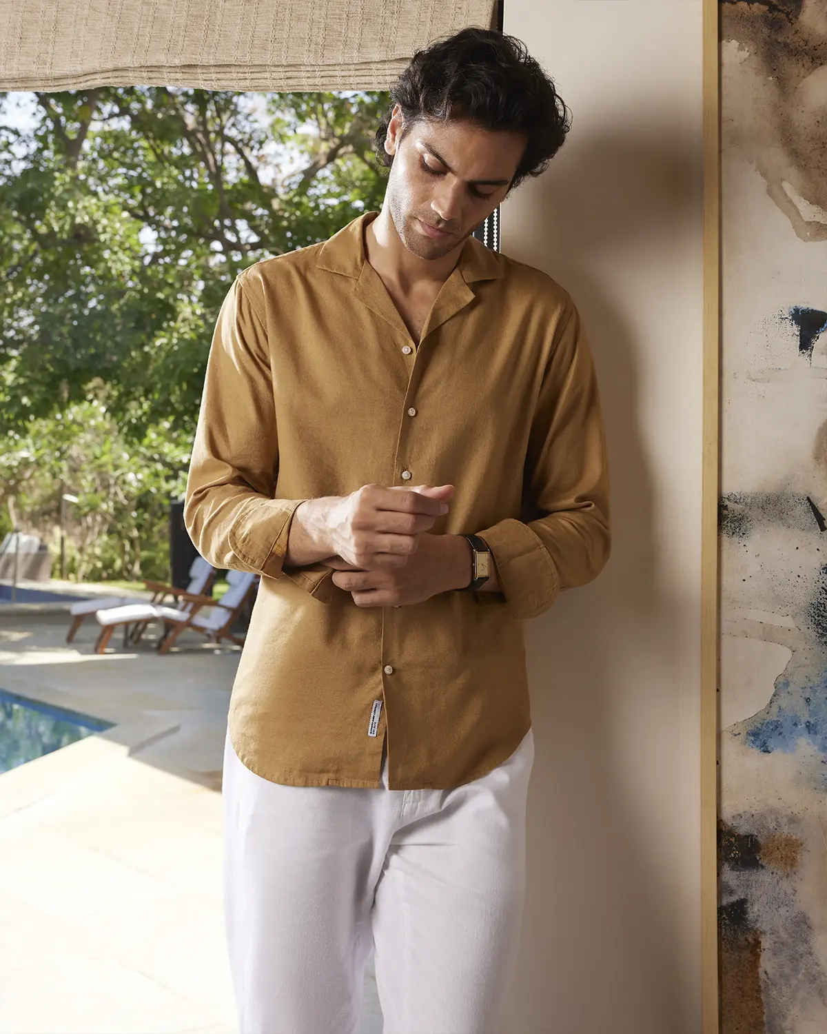 Caramel Crepe Slub Shirt - Image 2