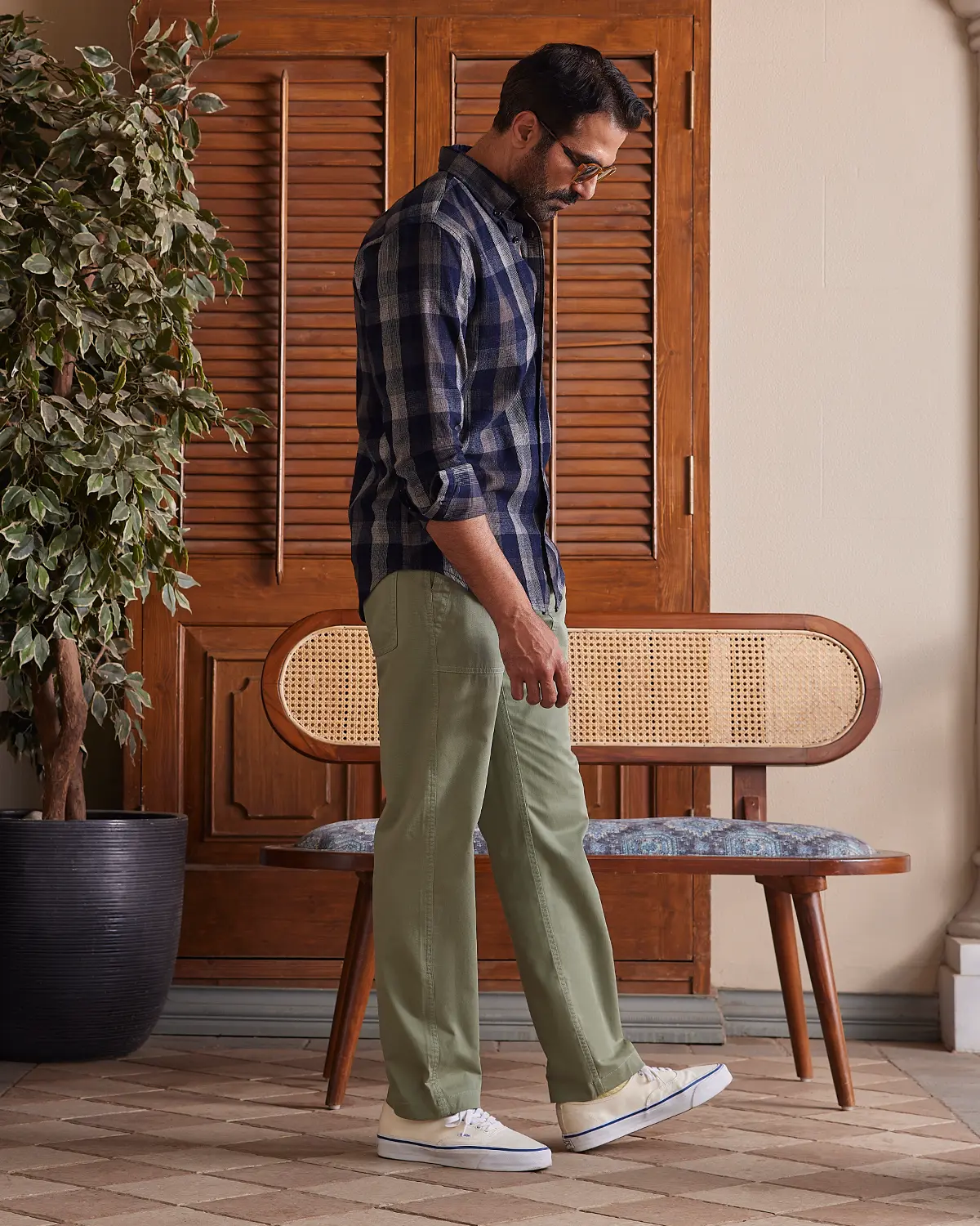 Black & Ecru Corduroy Checked Shirt - Image 4