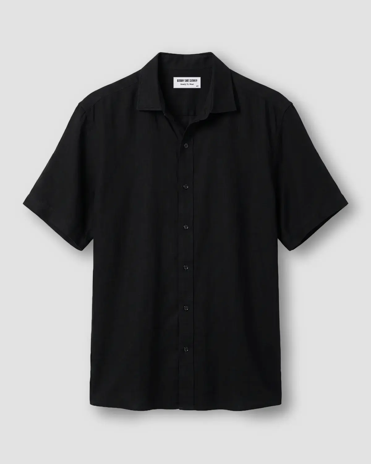 Black Half-Sleeve Soft Washed Shirt - Image 2