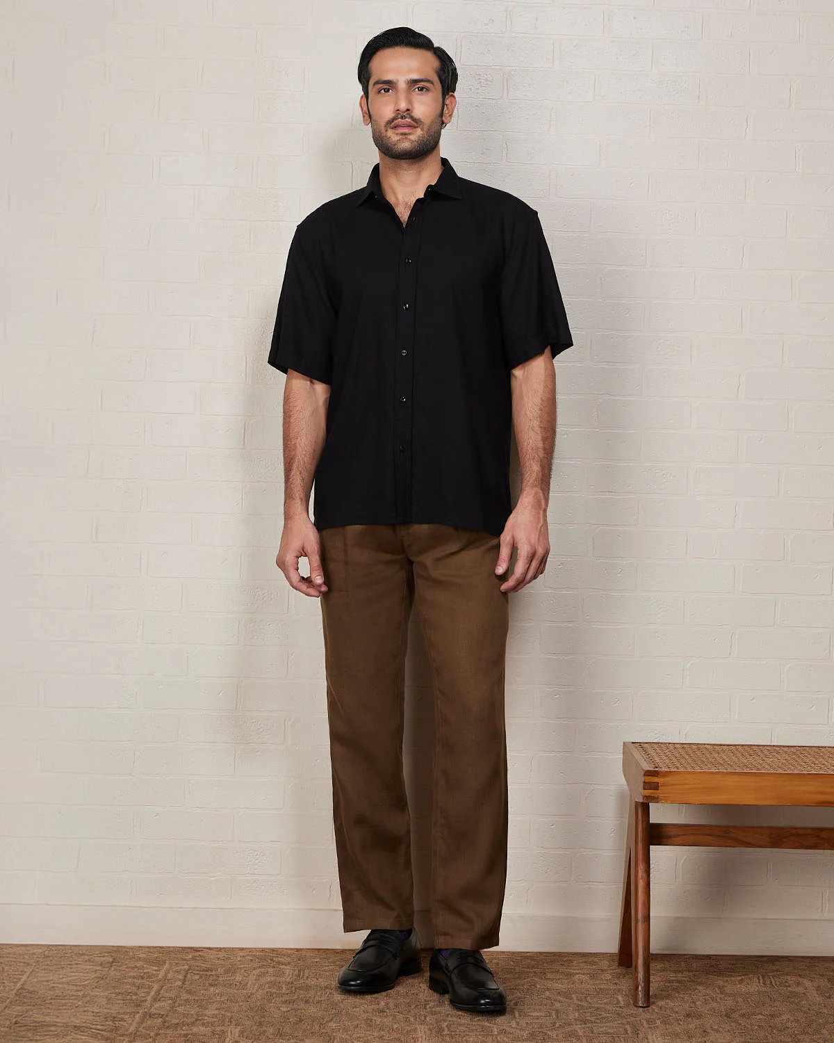 Black Half-Sleeve Soft Washed Shirt - Image 4