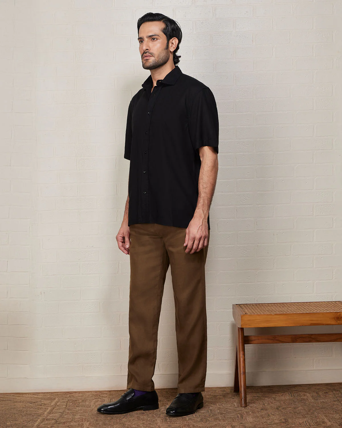 Black Half-Sleeve Soft Washed Shirt - Image 5
