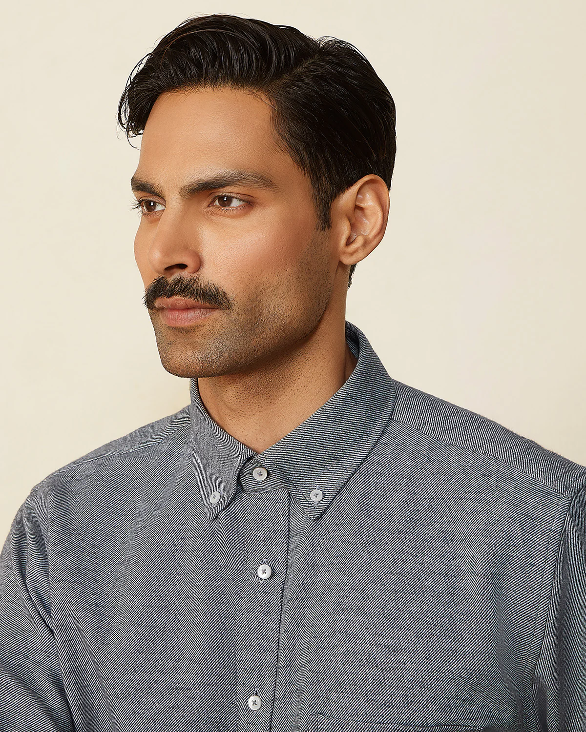 Black Melange Brushed Twill Shirt - Image 3