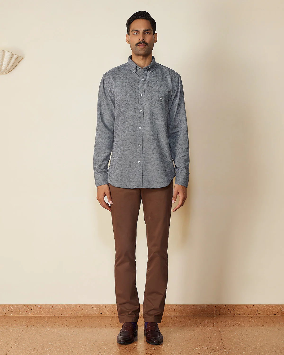 Black Melange Brushed Twill Shirt - Image 4