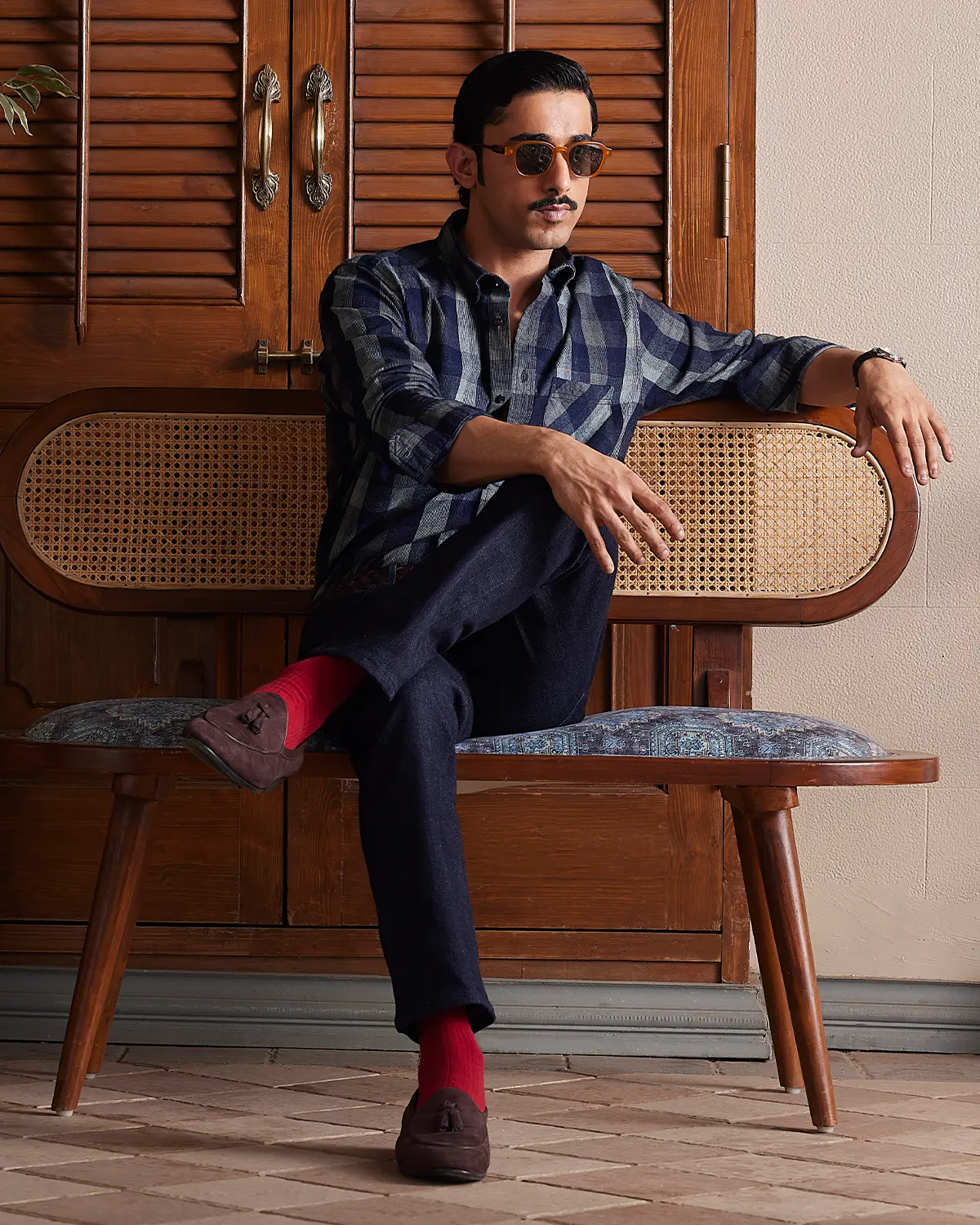 Black & Olive Corduroy Checked Shirt - Image 4