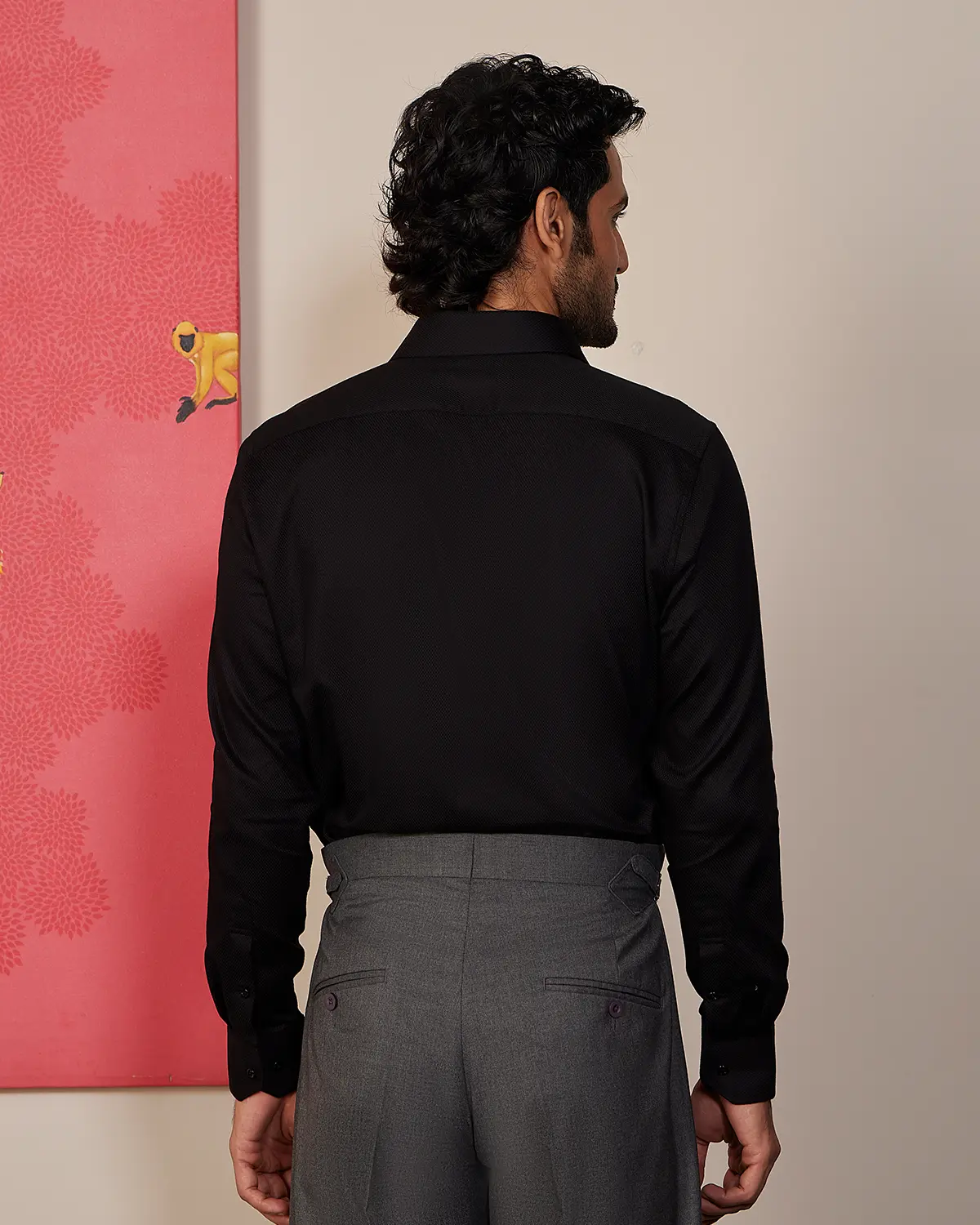 Black Textured Dobby Shirt - Image 2