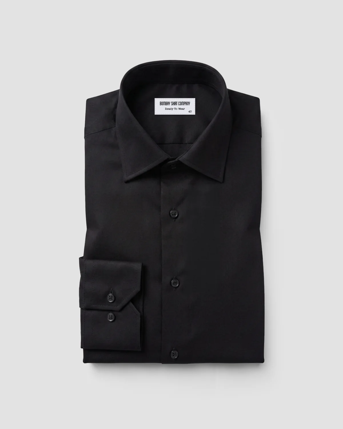 Black Wrinkle-Free Bamboo Blend Satin Shirt