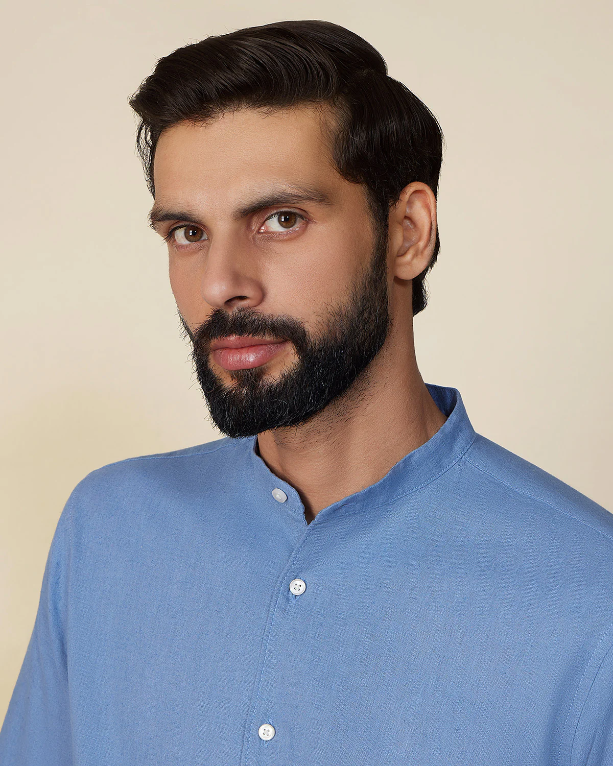 Blue Cotton Linen Shirt - Image 2