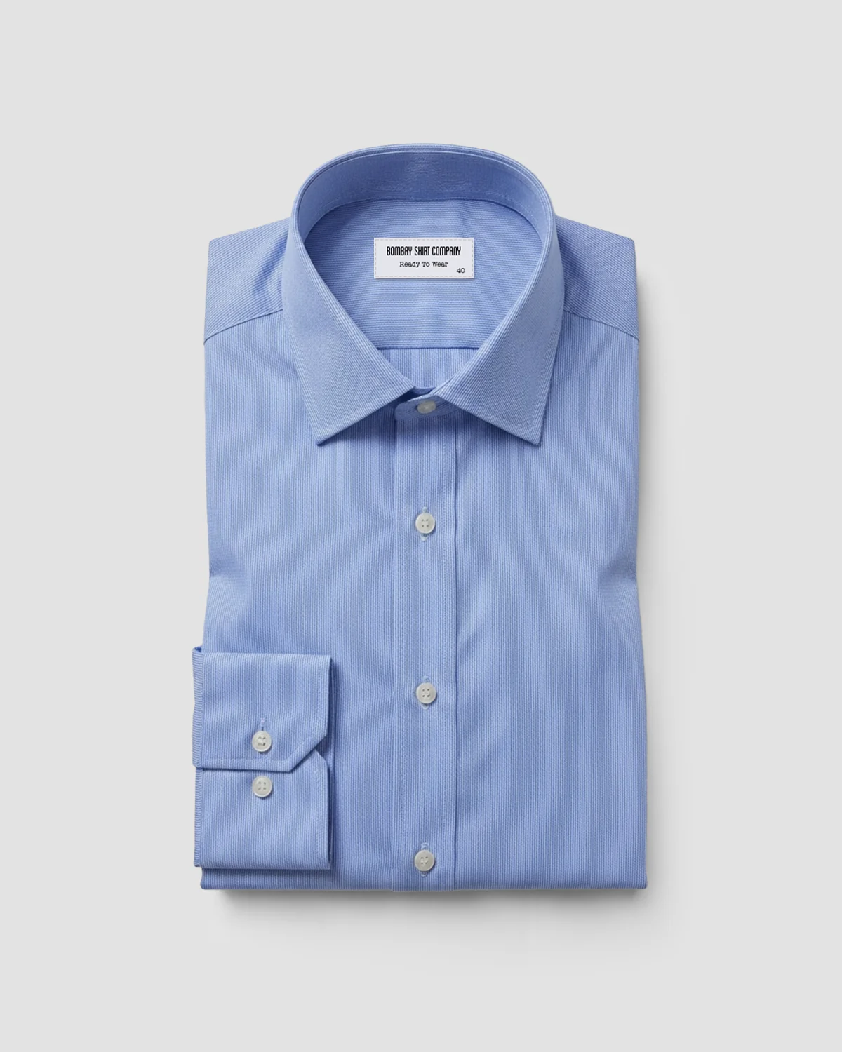 Blue Cotton Micro-Dobby Shirt