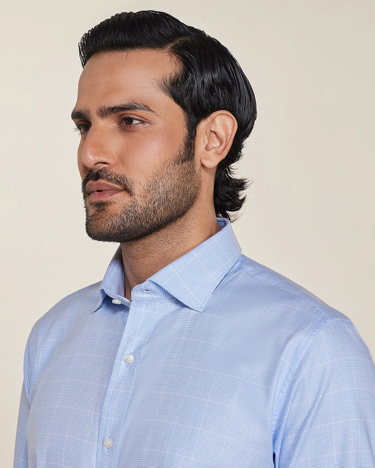 Blue Glen Plaid Cotton Checked Shirt - Image 2
