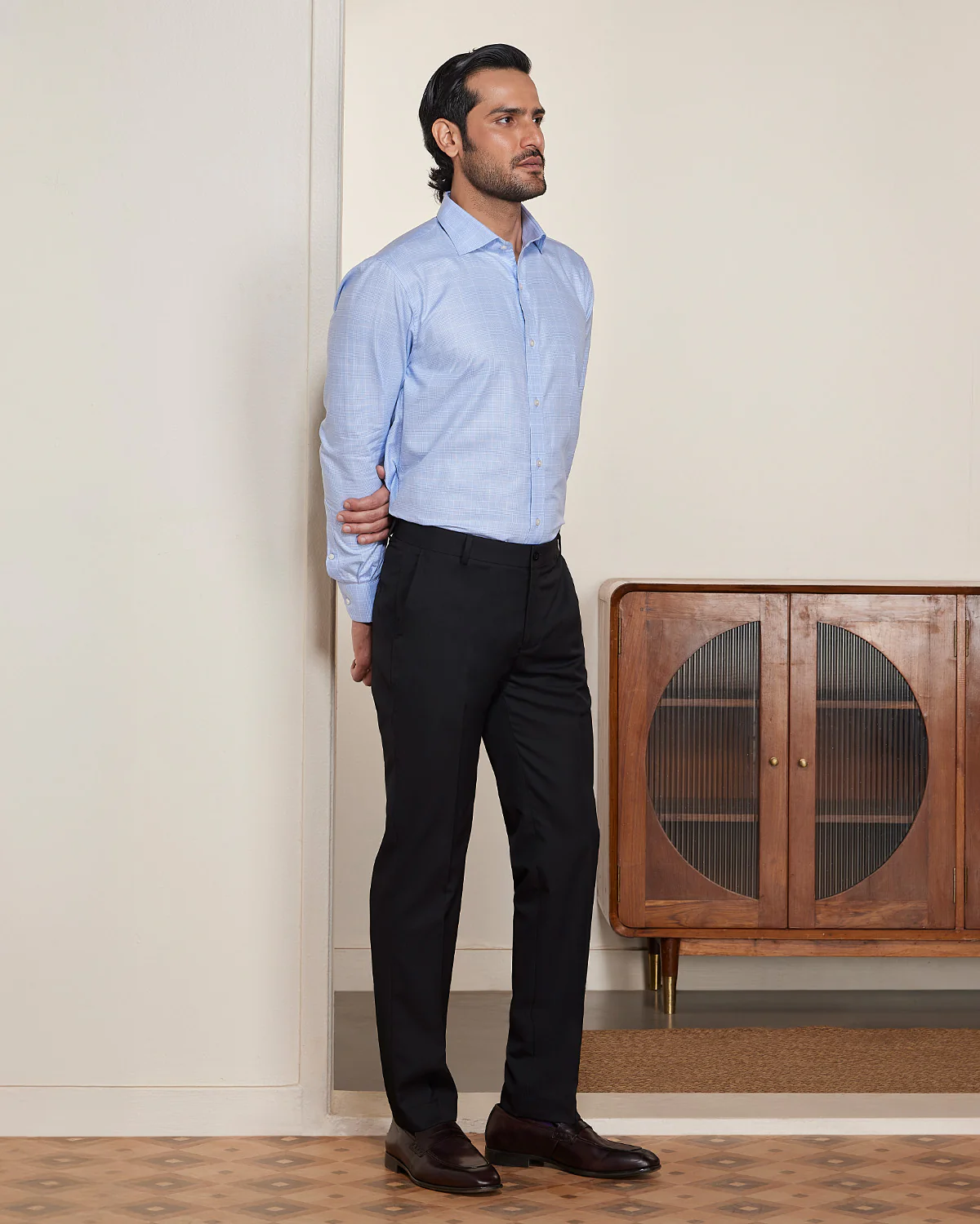 Blue Glen Plaid Cotton Checked Shirt - Image 4