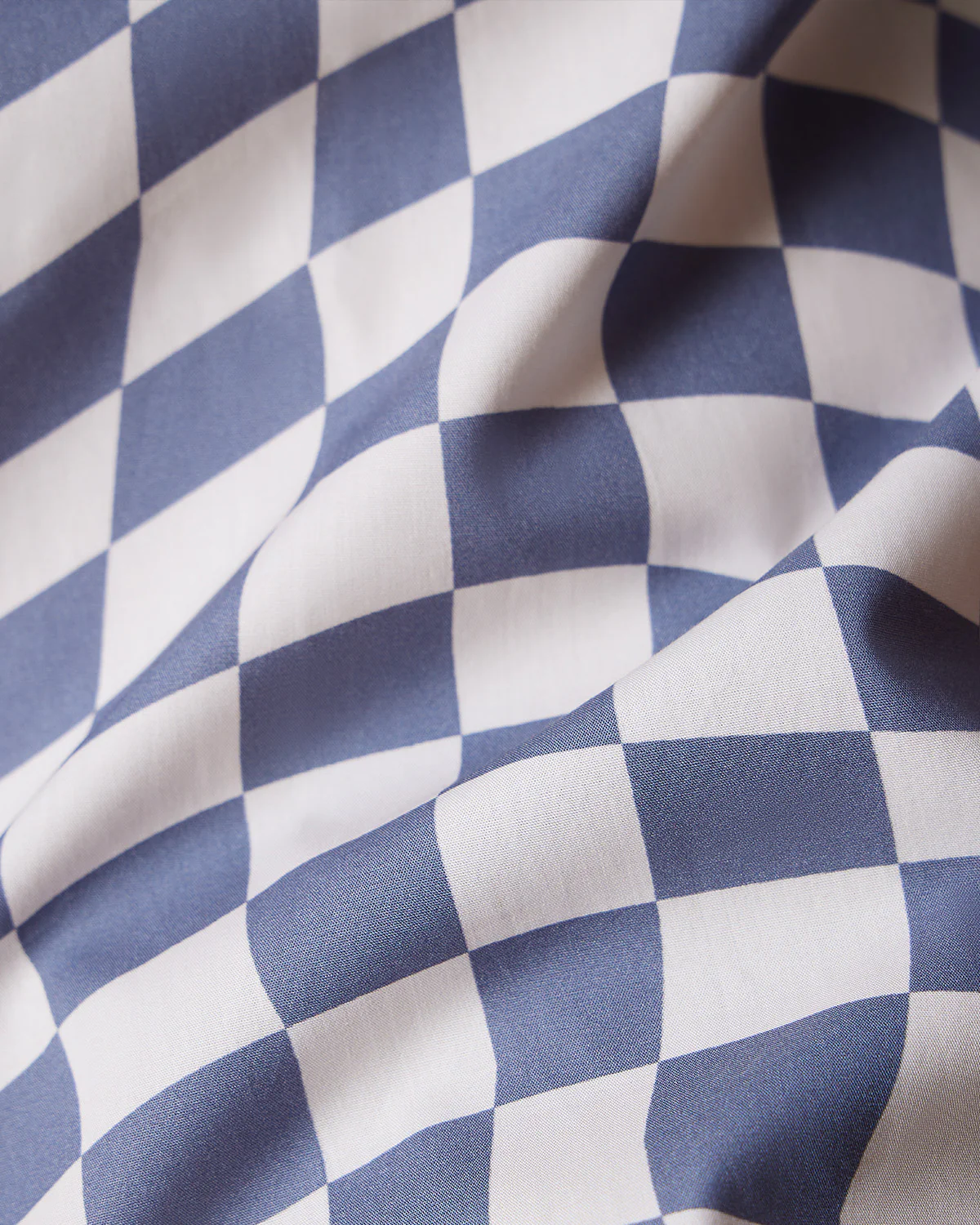 Blue & White Half-Sleeve Wavy Checked Shirt - Image 5