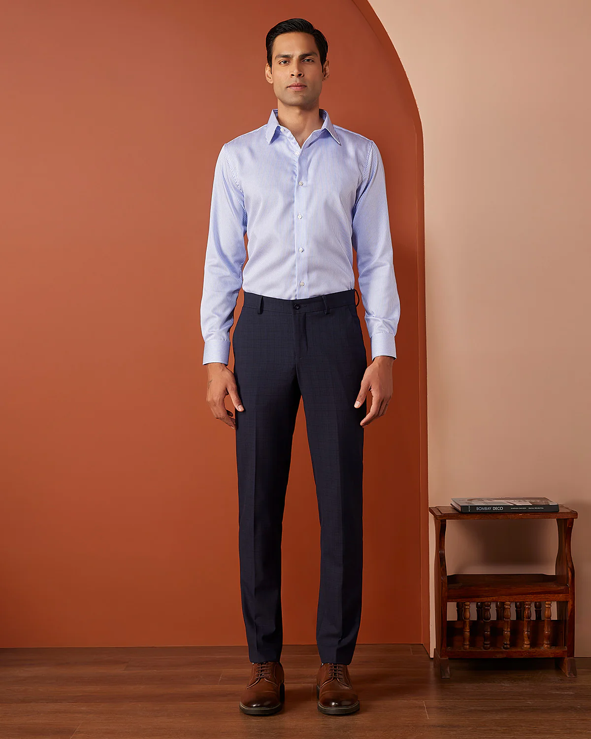 Blue & White Herringbone Striped Shirt - Image 3
