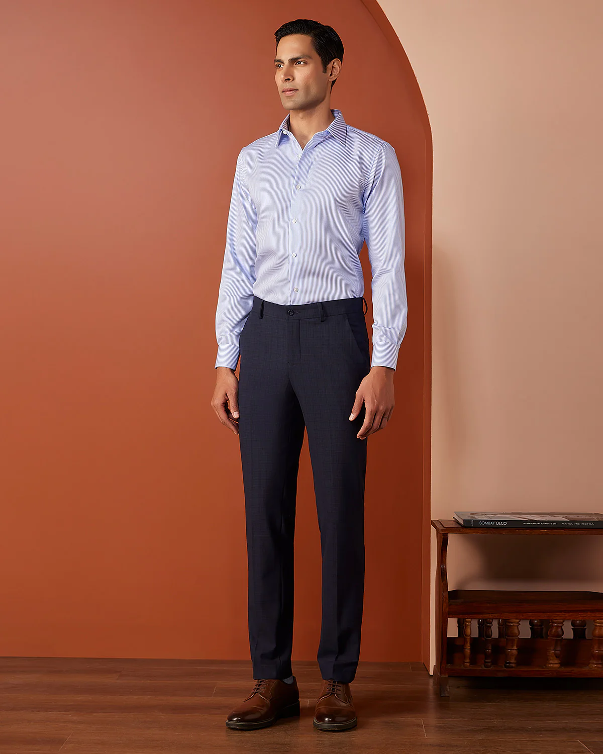 Blue & White Herringbone Striped Shirt - Image 4