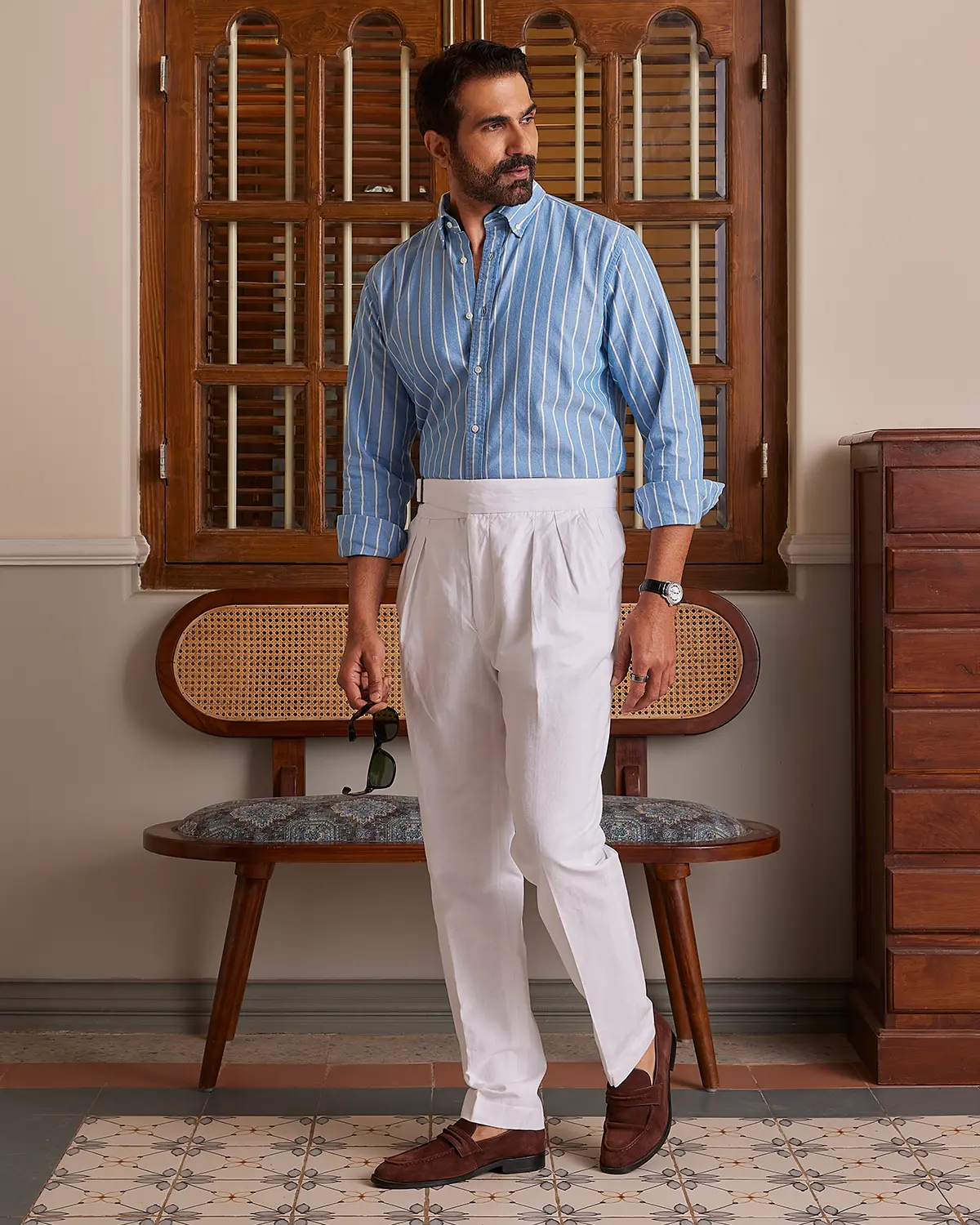 Blue & White Oxford Striped Shirt - Image 3