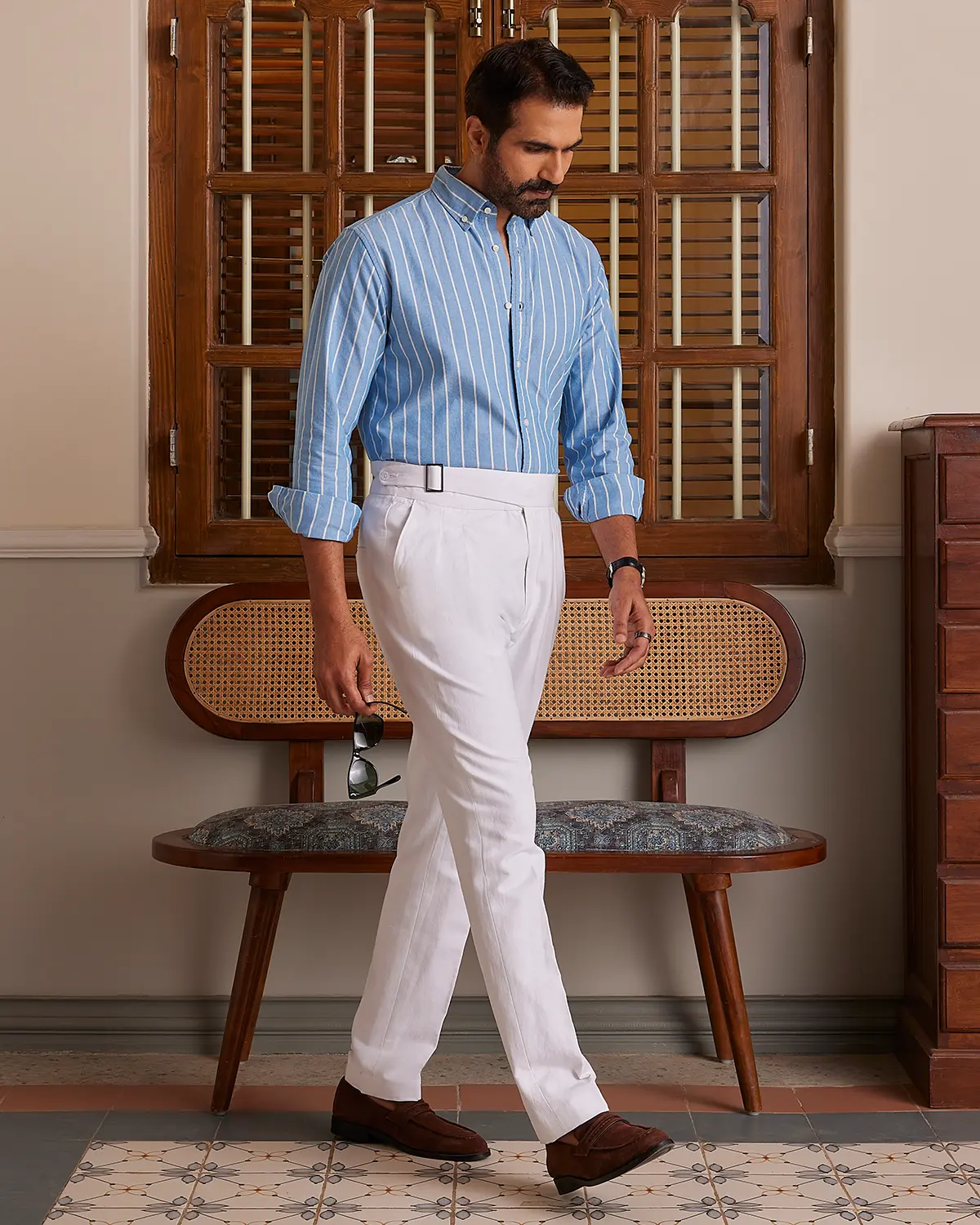 Blue & White Oxford Striped Shirt - Image 4