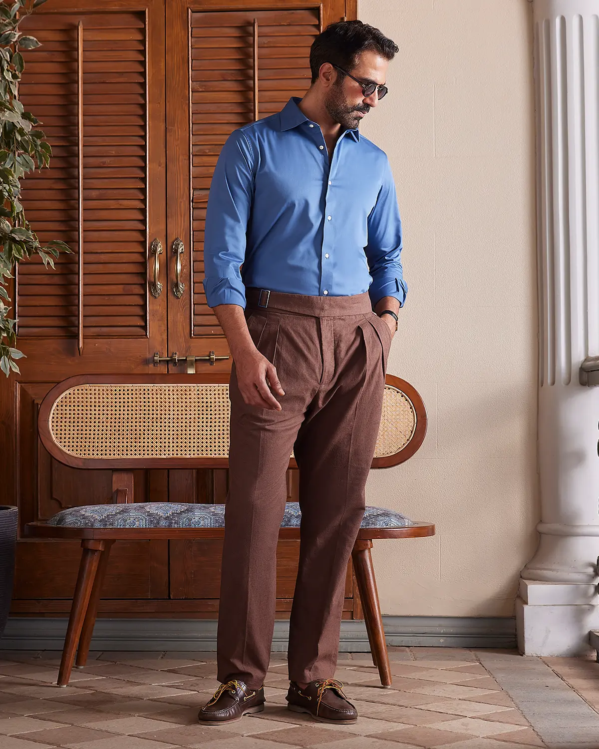 Blue Wrinkle-Free Bamboo Blend Satin Shirt - Image 4